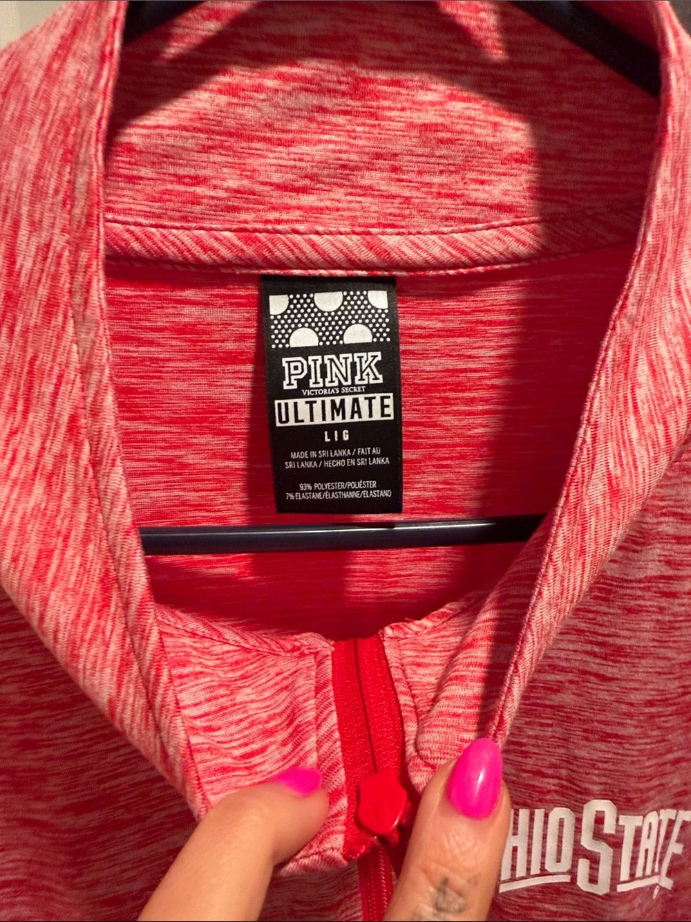 PINK Victoria's Secret Ohio State Pink Heathered Quarter-Zip Pullover